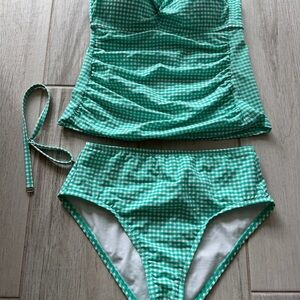 Diane James Teal and White Fabric